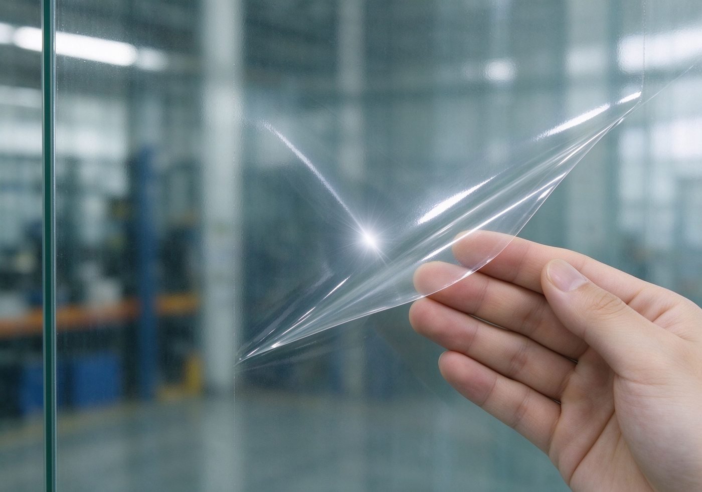 static cling film adhering to glass surface without adhesive