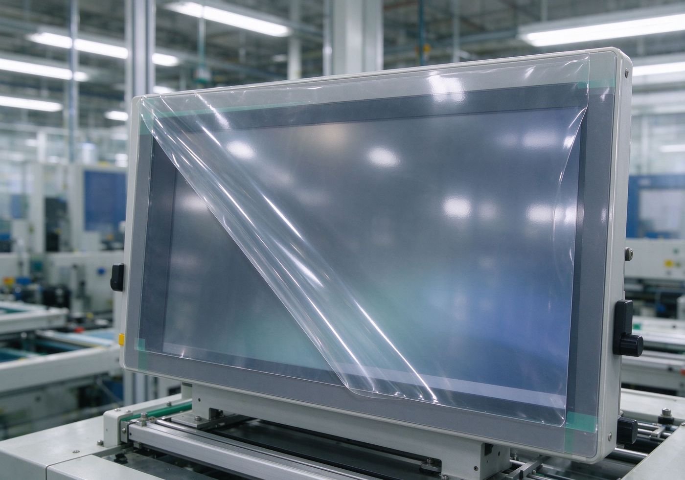 transparent PET protective film applied on electronic display screen