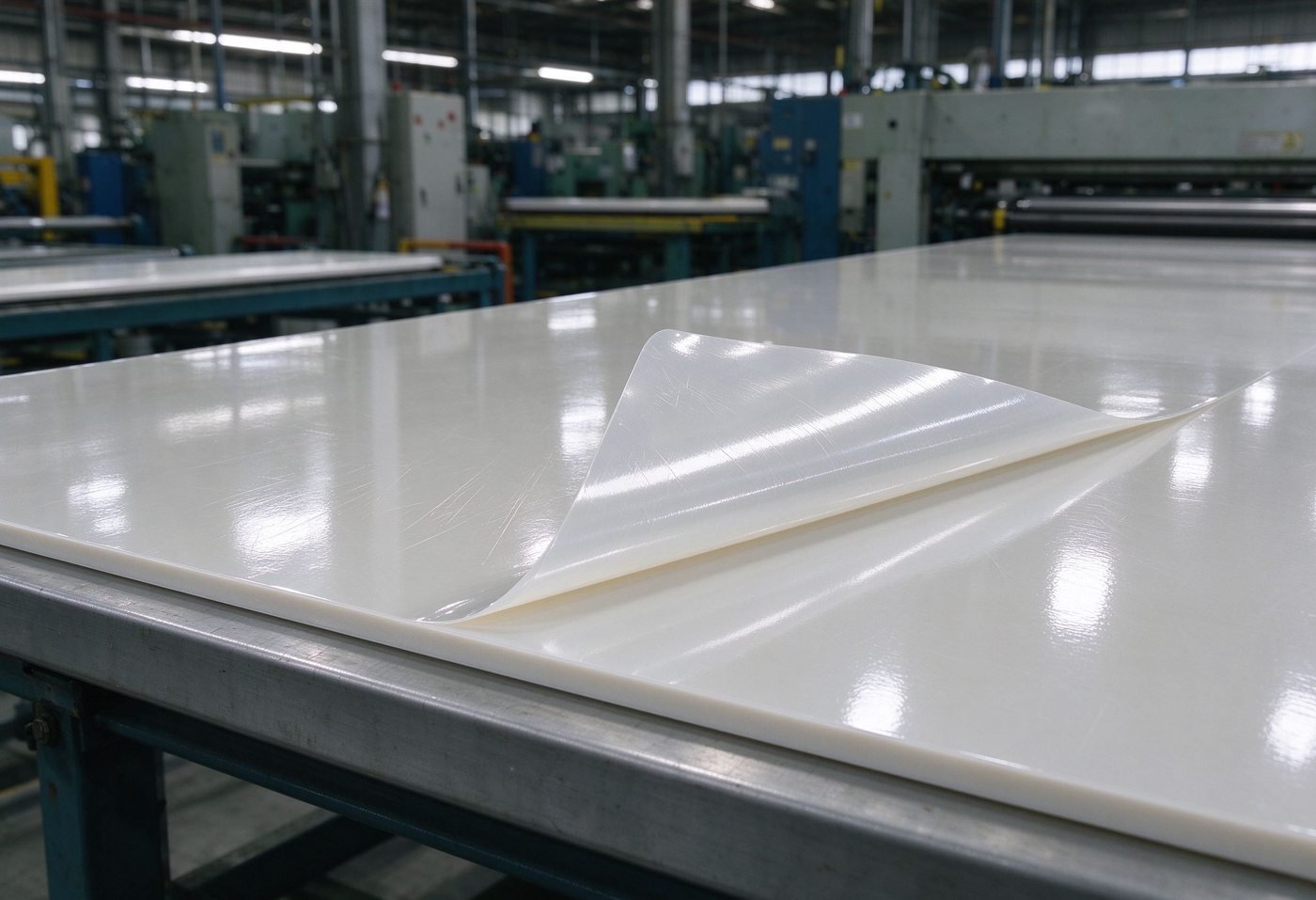 anti-scratch protective film applied on glossy panel surface