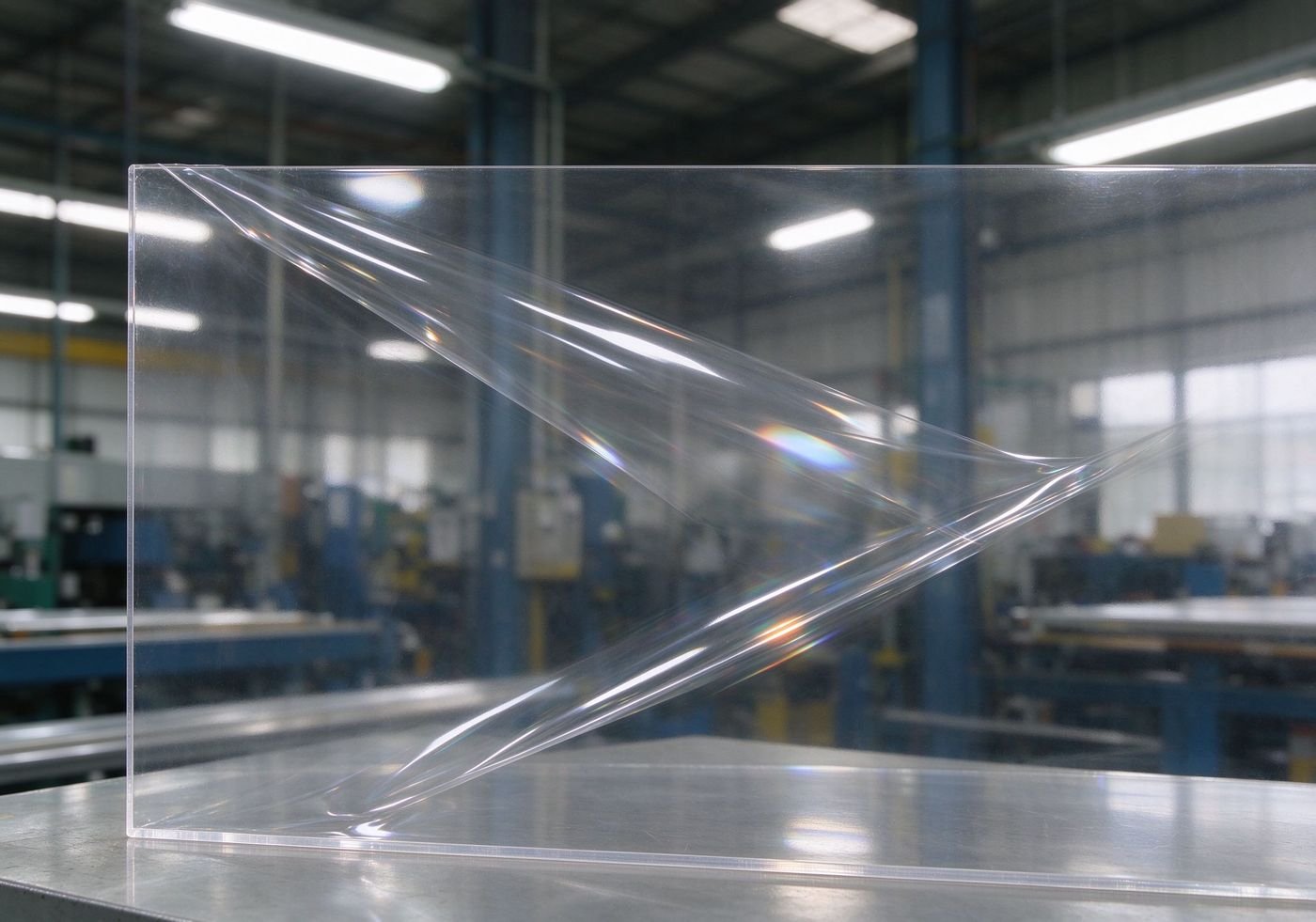 transparent protective film on acrylic sheet showing optical clarity